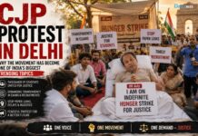 CJP Protest in Delhi Students protesting at Jantar Mantar during the CJP protest demanding examination transparency and recruitment reforms.