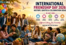 International Friendship Day 2026: History, Quotes & Ideas A diverse group of friends celebrating International Friendship Day together in a park, sharing laughter, hugs, and joyful moments.