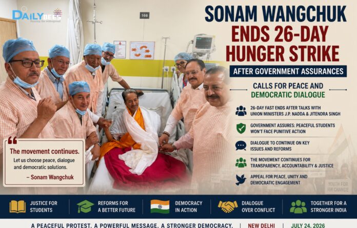 Sonam Wangchuk Ends 26-Day Hunger Strike After Government Assurances Sonam Wangchuk Ends 26-Day Hunger Strike After Government Assurances