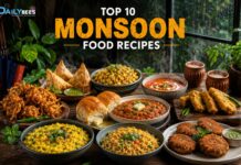 Top 10 Monsoon Food Recipes To Enjoy The Season Top 10 delicious Indian monsoon food recipes including onion pakoras, samosas, pav bhaji, tomato soup, khichdi, masala chai, bread pakora, vegetable cutlets, and masala corn served on a rainy day.