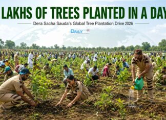 Lakhs of Trees Planted in a Day: Dera Sacha Sauda’s Global Plantation Drive Makes Headlines Dera Sacha Sauda tree plantation